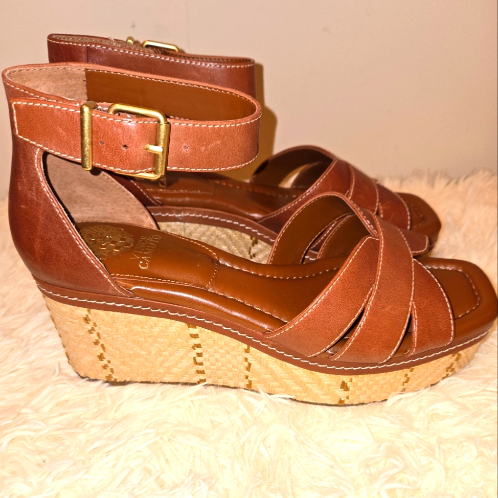 Women’s Brown Wedge Sandals With Ankle Strap